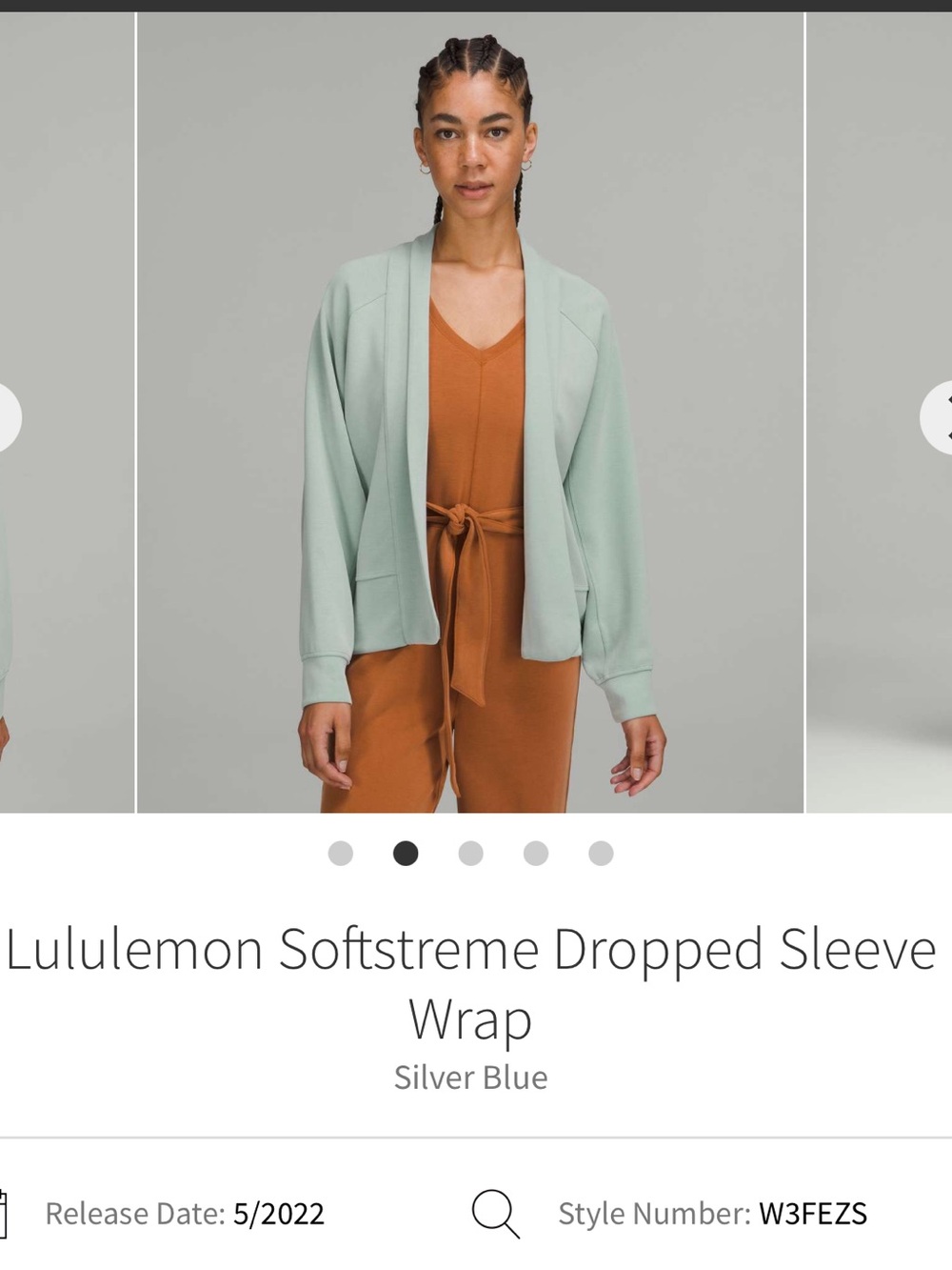 Lululemon Softstreme Dropped Sleeve Wrap - Silver Blue Oversized 4 (small flaw)
